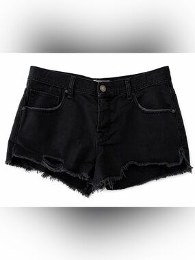 Free People Black Distressed Denim Cutoff Shorts Size 30